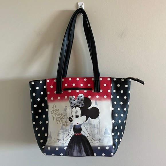 Disney Minnie Mouse Black and White Polka Dot Handbag - Picture 1 of 8